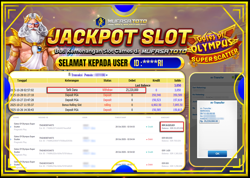 MUFASATOTO JACKPOT PRAGMATIC PLAY Rp.25.220.000|LUNAS